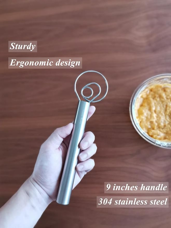 Small Ring Danish Dough Whisk Stainless Steel, Suitable for Sourdough Jar, Hand Mixing Tool for Mixing Various Bread Doughs, A Good Baking Starter, Ring Small As An Egg, 9 Inches Length - Image 6
