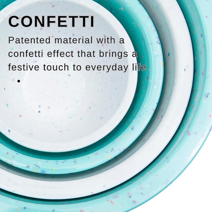 bzyoo Confetti Nesting Mixing Bowls Set - 4-Piece Colorful Kitchen Bowls (18oz, 1.25QT, 2.5QT, 4QT) - BPA-Free, Dishwasher Safe, Space-Saving Design Eggshell Color - Image 6