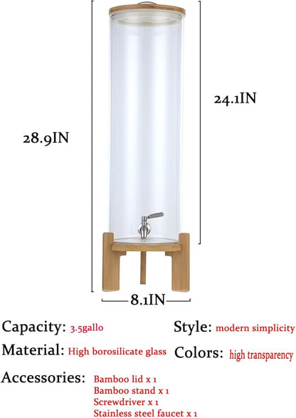 Beverage Dispenser,4.1 Gallon Glass Drink Dispenser with Stand,Glass water dispenser with Spigot, Large Drink Dispensers for Parties,Water Dispensers for Bar,Wedding,Restaurants 15L - Image 3
