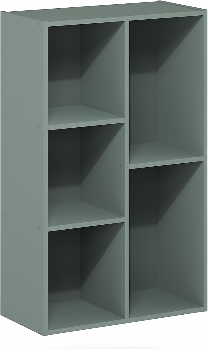 Furinno LUDER Book Shelf, 5-Cube Bookshelf, Reversible Bookcase, 9.4 x 19.5 x 31.5, Easy Assembly, for Living Room, Bedroom, Home Office, Sage Green - Image 6