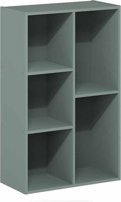 Furinno LUDER Book Shelf, 5-Cube Bookshelf, Reversible Bookcase, 9.4 x 19.5 x 31.5, Easy Assembly, for Living Room, Bedroom, Home Office, Sage Green - Image 6