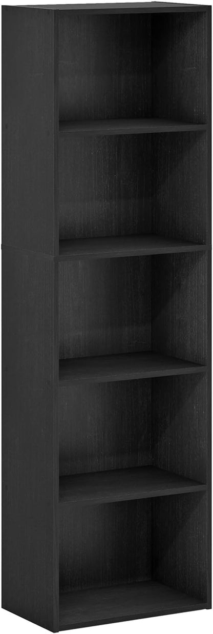 Furinno LUDER Book Shelf, 5-Tier Bookshelf, Bookcase with Open Shelves, 9.4 x 15.8 x 52, Easy Assembly, for Living Room, Bedroom, Home Office, Blackwood - Image 6