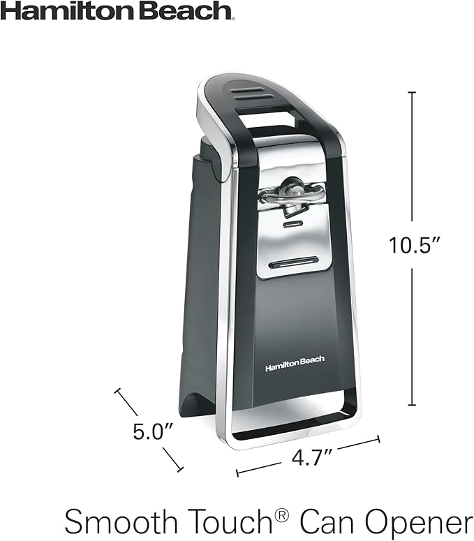 Hamilton Beach Smooth Touch Electric Automatic Can Opener with Easy Push Down Lever, Eliminates Sharp Edges, Opens All Standard-Size and Pop-Top Cans, Extra Tall, Black and Chrome (76606AG) - Image 7