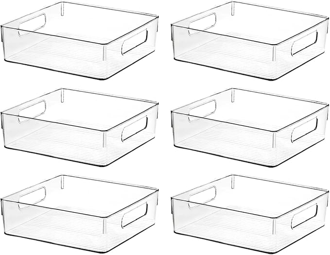 Clear Plastic Storage Bins, Pantry Organizers and Storage or Kitchen Organization and Storage Containers Bins for Organizing, Fridge, Freezer, Bathroom, Pantries, Refrigerator, Cabinet Organizer Bin by ShelfShaper
