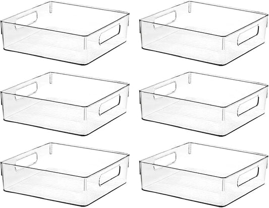 Clear Plastic Storage Bins, Pantry Organizers and Storage or Kitchen Organization and Storage Containers Bins for Organizing, Fridge, Freezer, Bathroom, Pantries, Refrigerator, Cabinet Organizer Bin by ShelfShaper