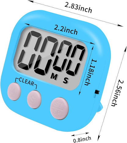 6 Pack Small Digital Kitchen Timer Magnetic Back and ON/Off Switch,Minute Second Count Up Countdown (Blue) - Image 2