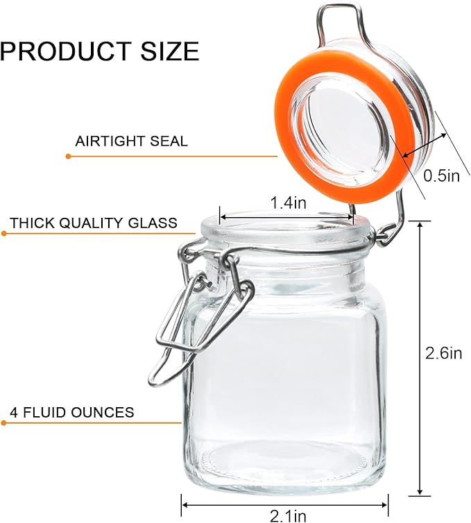 Encheng 4 oz Glass Jars With Airtight Lids And Leak Proof Rubber Gasket,Small Mason Jars With Hinged Lids For Kitchen, Mini Spice Jars With Twine And Tags Labeling 30 Pack - Image 2