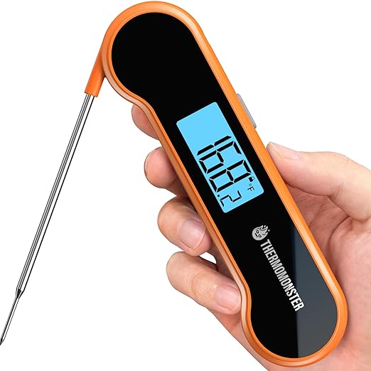 0.5 Sec Instant Read Meat Thermometer Digital with ±0.5℉ Precision, Food Thermometer for Cooking Kitchen Gadgets, Oven Grill Candy BBQ Essentials Accessories, Gifts for Him Dad Men Birthday, Orange by ThermoMonster