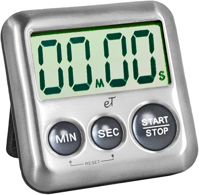 Elegant Digital Kitchen Timer Stainless Steel - Charcoal -Strong Magnetic Back - Kickstand - Loud Alarm - Large Display - Auto Memory - Auto Shut-Off (Charcoal) by eTradewinds by eTradewinds