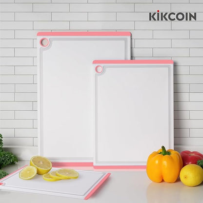Kikcoin Plastic Cutting Boards for Kitchen, 3-Piece Large Cutting Board Set Dishwasher Safe Chopping Boards with Non-slip Feet and Juice Grooves, Pink - Image 7