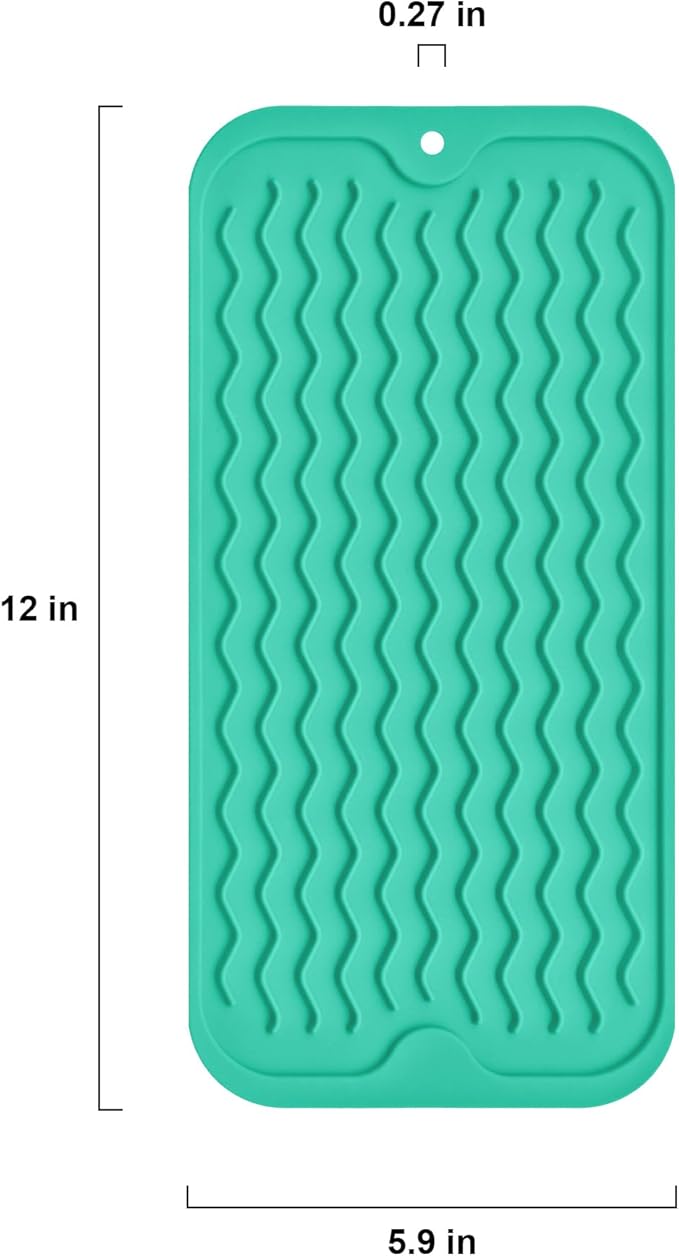 Silicone Dish Drying Mat for Multiple Usage, Easy clean, Eco-friendly, Heat-resistant Dish Drainer Mat for Kitchen Counter,Sink,Refrigerator or Drawer liner (12" x 6", Green) - Image 3