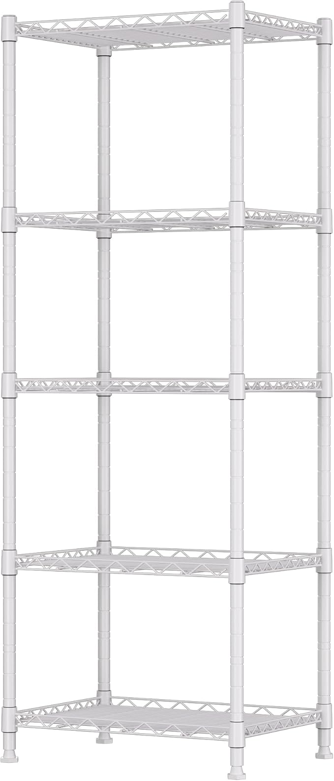 REGILLER 5-Wire Shelving Metal Storage Rack Adjustable Shelves,Standing Storage Shelf Units for Laundry Bathroom Kitchen Pantry Closet(White,11.8" D x 16.6" W x 53.5" H) by REGILLER