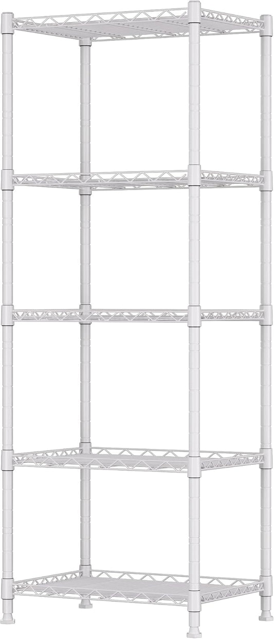 REGILLER 5-Wire Shelving Metal Storage Rack Adjustable Shelves,Standing Storage Shelf Units for Laundry Bathroom Kitchen Pantry Closet(White,11.8" D x 16.6" W x 53.5" H) by REGILLER