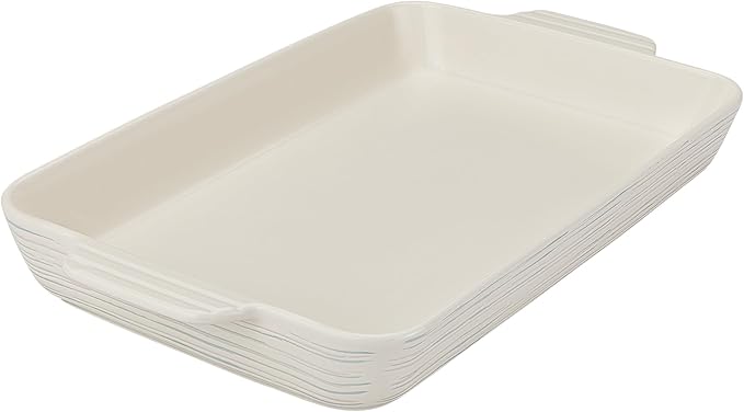 Pyrex 4QT (10" x 15") Rectangular Ceramic Baking Dish, Casserole Dish with Handles, Oven Safe and Durable Bakeware by Pyrex