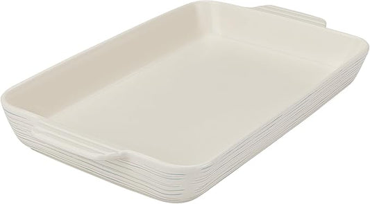 Pyrex 4QT (10" x 15") Rectangular Ceramic Baking Dish, Casserole Dish with Handles, Oven Safe and Durable Bakeware by Pyrex