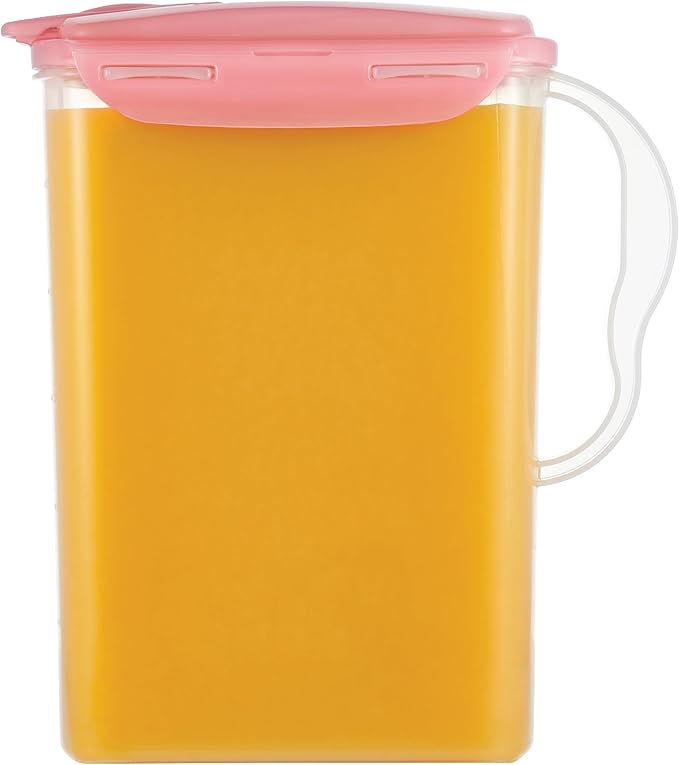 LocknLock Aqua Fridge Door Water Jug | Clear Pitcher | BPA Free Plastic Pitcher with Lid | 3 Quart Pitcher with Lid for Water, Juice, Tea & More Beverages, Pink by LocknLock