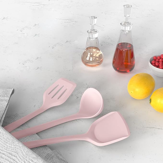 AOTHOD Silicone Cooking Utensils Set - 446°F Heat Resistant Kitchen Utensils, Spatula,Turner Tongs,Spoon,Whisk,Kitchen Utensil Gadgets Tools Set for Nonstick Cookware,Dishwasher Safe BPA Free(Pink) - Image 8