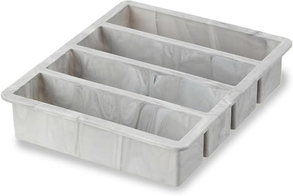 Host Ice Cube Tray, Makes Four 5-Inch Long Cubes, Durable Silicone Trays with Easy Release Design, Perfect for Water Bottles and Highball Glasses, Home Bar Accessories, Set of 1, Marble
