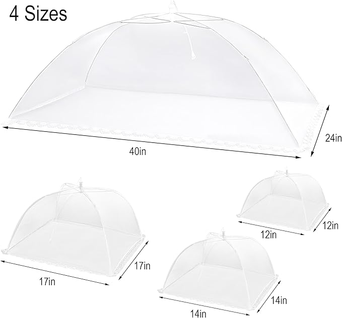 HBlife 7 Pack Pop-Up Mesh Food Cover Tent for Outside, 4 Sizes Reusable and Collapsible Outdoor Food Covers Net for Party Picnic, BBQ, Camping, Gardening - Image 2