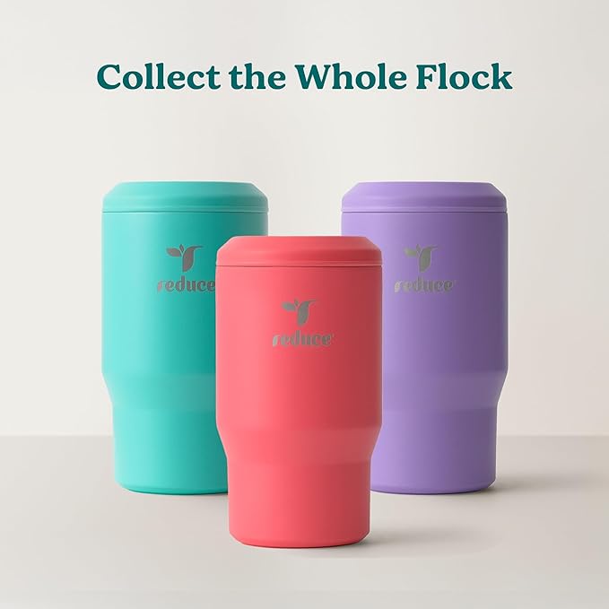 Reduce 4-in-1 Drink Cooler - Versatile Can & Bottle Holder with Vacuum Insulation - Keeps Drinks Cold Up to 4 Hours - Includes Bottle Opener - Fits Cupholders & Dishwasher Safe - 14oz - Ocean Breeze