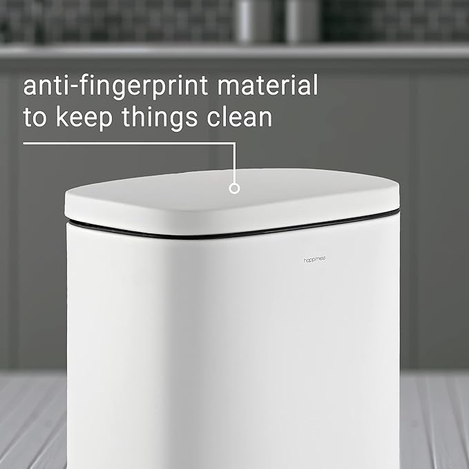 happimess HPM1011C Curtis 8-Gallon Step-Open Trash Can with Soft-Close Lid, Modern, Minimalistic, Fingerprint Proof for Home, Kitchen, Laundry Room, Office, Bedroom, Bathroom, White - Image 9
