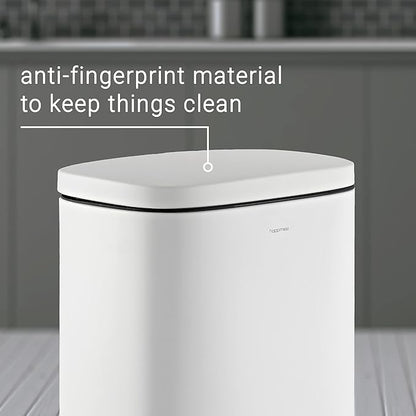 happimess HPM1011C Curtis 8-Gallon Step-Open Trash Can with Soft-Close Lid, Modern, Minimalistic, Fingerprint Proof for Home, Kitchen, Laundry Room, Office, Bedroom, Bathroom, White - Image 9