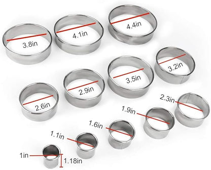 12 Pieces Round Cookie Biscuit Cutter Set,Graduated Circle Pastry Cutters,18/8 Stainless Steel Cookie Cutters and Donut Cutter Ring Molds - Image 3