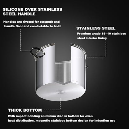 Cook N Home Stockpot Sauce Pot Induction Pot With Lid Professional Stainless Steel 8 Quart , Dishwasher Safe With Stay-Cool Handles , Silver - Image 7