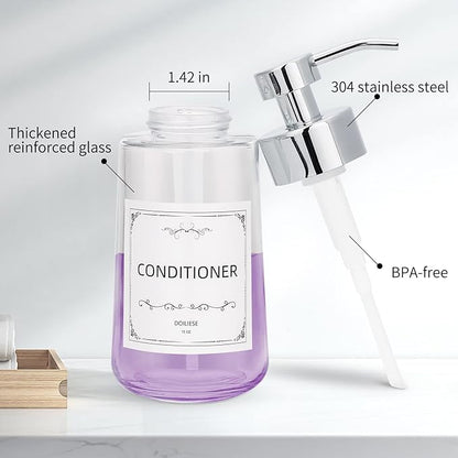 Soap Dispenser, Clear Glass Soap Dispenser with Rust Proof Pump, 16oz Liquid Soap Pump with Waterproof Labels, Dish & Hand Soap for Bathroom, Kitchen, Chrome Pump, Pack of 2 - Image 4