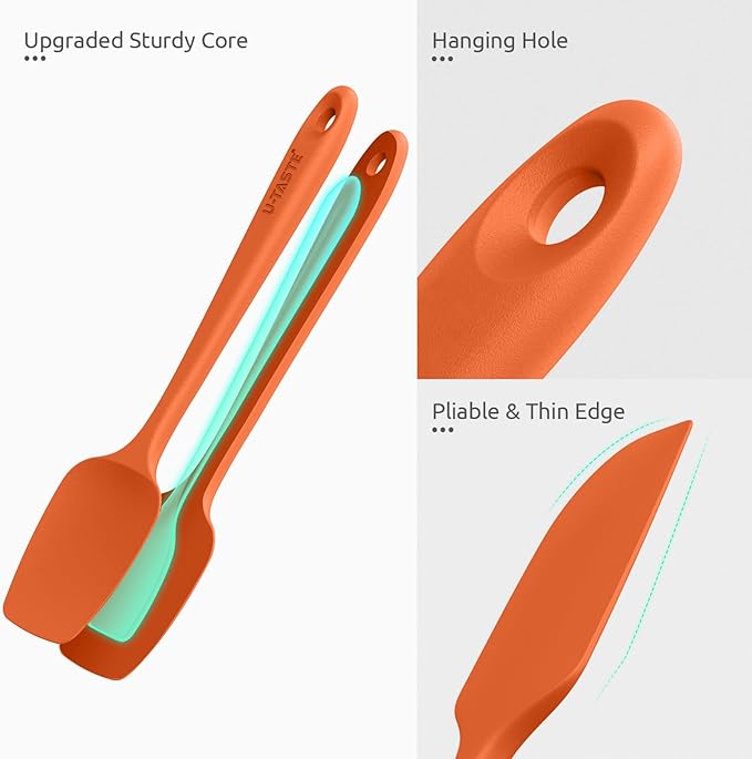 U-Taste Silicone Spatula Set with 600 Degrees Fahrenheit Heat Resistant (Orange) - Image 6