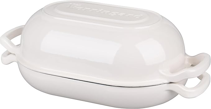 VORRINGARD Enameled Cast Iron Sourdough Bread Oven, Dutch Oven, Loaf Cast Iron Bread Pan for Homemade Bread Baking, Meatloaf Pan with Lid, 5QT, White - Image 8
