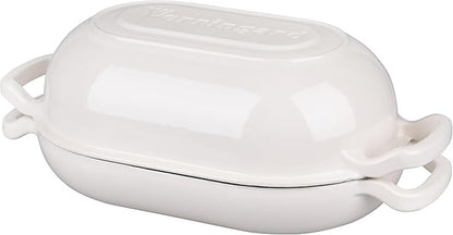 VORRINGARD Enameled Cast Iron Sourdough Bread Oven, Dutch Oven, Loaf Cast Iron Bread Pan for Homemade Bread Baking, Meatloaf Pan with Lid, 5QT, White - Image 8