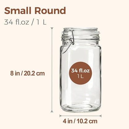 ComSaf 1 Quart Glass Jars with Airtight Lids (32oz, Set of 3), Straight-Sided Canisters for Sourdough Starter & Fermenting, 1L Hermetic Pantry Storage for Flour, Sugar, and Coffee - Image 2
