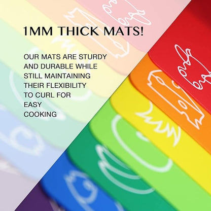Fotouzy Plastic Cutting Boards for Kitchen, Flexible Cutting Mats Set of 7 with Food Icons, BPA-Free, Upgrade 100% Anti-skid, Dishwasher Safe, 15x12 In, Rainbow Colors - Image 5
