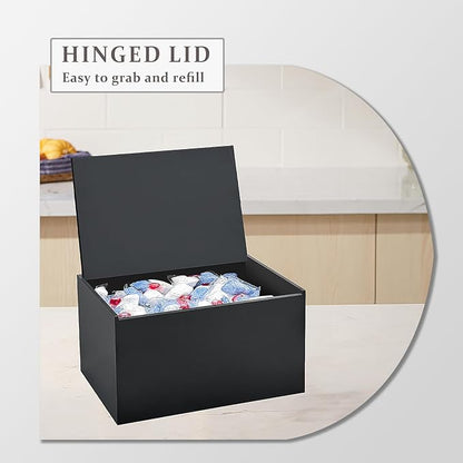 Dishwasher Pod Holder Acrylic with Hinged Lid, Modern Style Dishwasher Cleaner Tablets Container Box for Detergent, Black