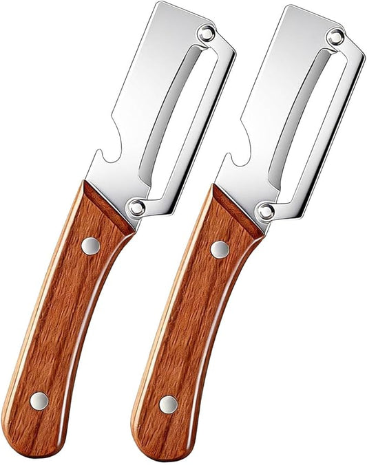 2Pcs Multi Functional Vegetable Peeler for Kitchen, with Bottle Opener and Wooden Handle, 2-in-1 Stainless Steel Kitchen Tool for Fruit Potato Pumpkin by Unknown