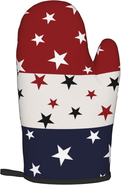 Red White and Blue Oven Mitts and Pot Holders Sets Patriotic American Flag StripedKitchen Mitts 4th of July Hot Pads for Cooking BBQ Baking Grilling - Image 8