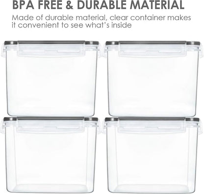 Vtopmart Food Storage Containers 3.3 quart / 3.6L, 4 Pieces BPA Free Plastic Airtight Canister for Flour, Sugar, Baking Supplies, with 4 Measuring Cups and 24 Labels,Black - Image 6