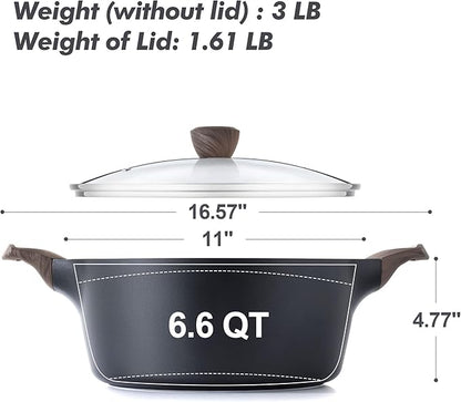 SENSARTE Nonstick Stock Pot with Lid, 2.6/4.5/6.6/8.5 QT Soup Pot Casserole Pot, Healthy Pasta Pot, Large Deep Cooking Pot, Big Sauce Pot Stew Pot, Induction Compatible, PFOA PFOS APEO Free, Black - Image 6