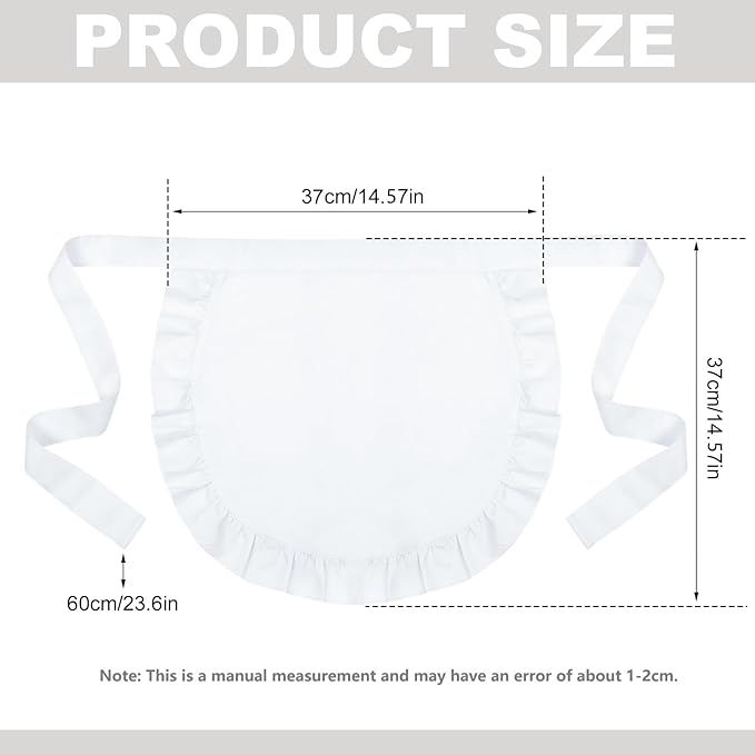 2Pcs Kids White Waist Apron Half Apron Puffy Tight Costume Kitchen Party Favors for Kids Women