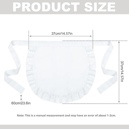 2Pcs Kids White Waist Apron Half Apron Puffy Tight Costume Kitchen Party Favors for Kids Women