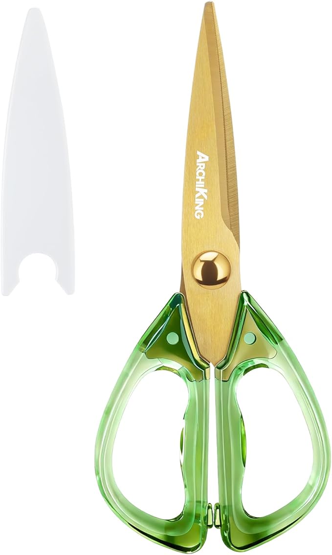 8.0inch Kitchen Shears, Sharp Stainless Steel Meat & Poultry Scissors, Transparent Blue Acrylic Handle, All Purpose Utility Cooking Scissors for Kitchen/BBQ/Home/Office by ARCHIKING