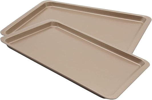 2PCS Cookie Sheet 10x14.5 Inch (Inner 9x13) Baking Sheet Nonstick Heavy Carbon Steel Baking Pans Bakeware