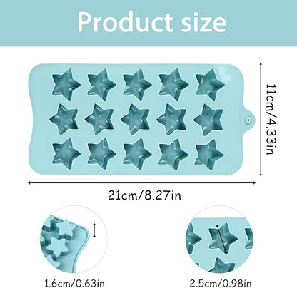 Star-Shaped Silicone Molds, 2-Pack, 15 Cavities Each, Blue