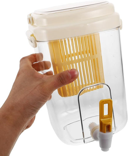 Drink Dispenser for Fridge with Filter Screen, 2L Leak-proof Plastic Beverage Dispenser with Spigot for Iced Tea, Lemonade, Juice, Water Pitcher Container for Bbq, Picnic & Partie (Yellow)