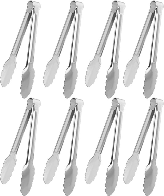 8 Pack Serving Tongs XEVOM Kitchen Tongs,Buffet Tongs, Stainless Steel Food Tong Serving Tong,small tongs (12inch) by XEVOM