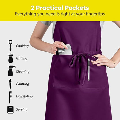 ROTANET Extra Large Apron for Men Adjustable Bib Aprons with 2 Pockets Cooking Kitchen Women Chef Water & Oil Resistant - Image 4