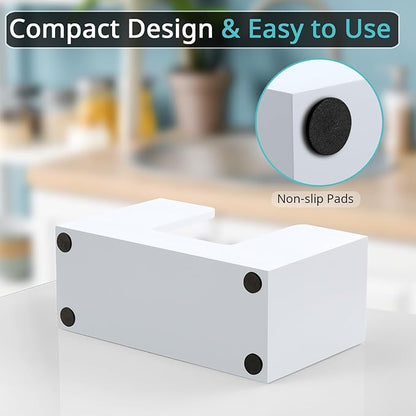 Paper Towel Dispenser Countertop, Wooden Bathroom Paper Towel Holder, White Napkin Holder for Kitchen, Countertop Multifold C-Fold, Z-Fold, Trifold Paper Hand Towel Dispenser for Bathroom Toilet - Image 4