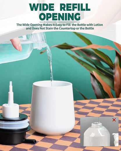 Bosilunlife Foam Soap Dispenser - 12Oz Matte White Ceramic Foaming Hand Soap Dispenser for Bathroom Refillable Liquid Kitchen Dish Hand Wash Dispenser Modern