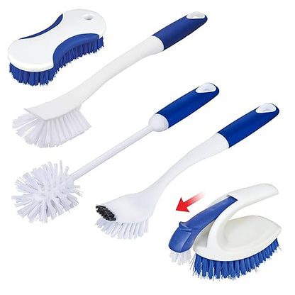 CELOX Kitchen Scrub Brush Set with Ergonomic Handle, Deep Cleaning Brushes, Include Dish Brush (Blue) by CELOX